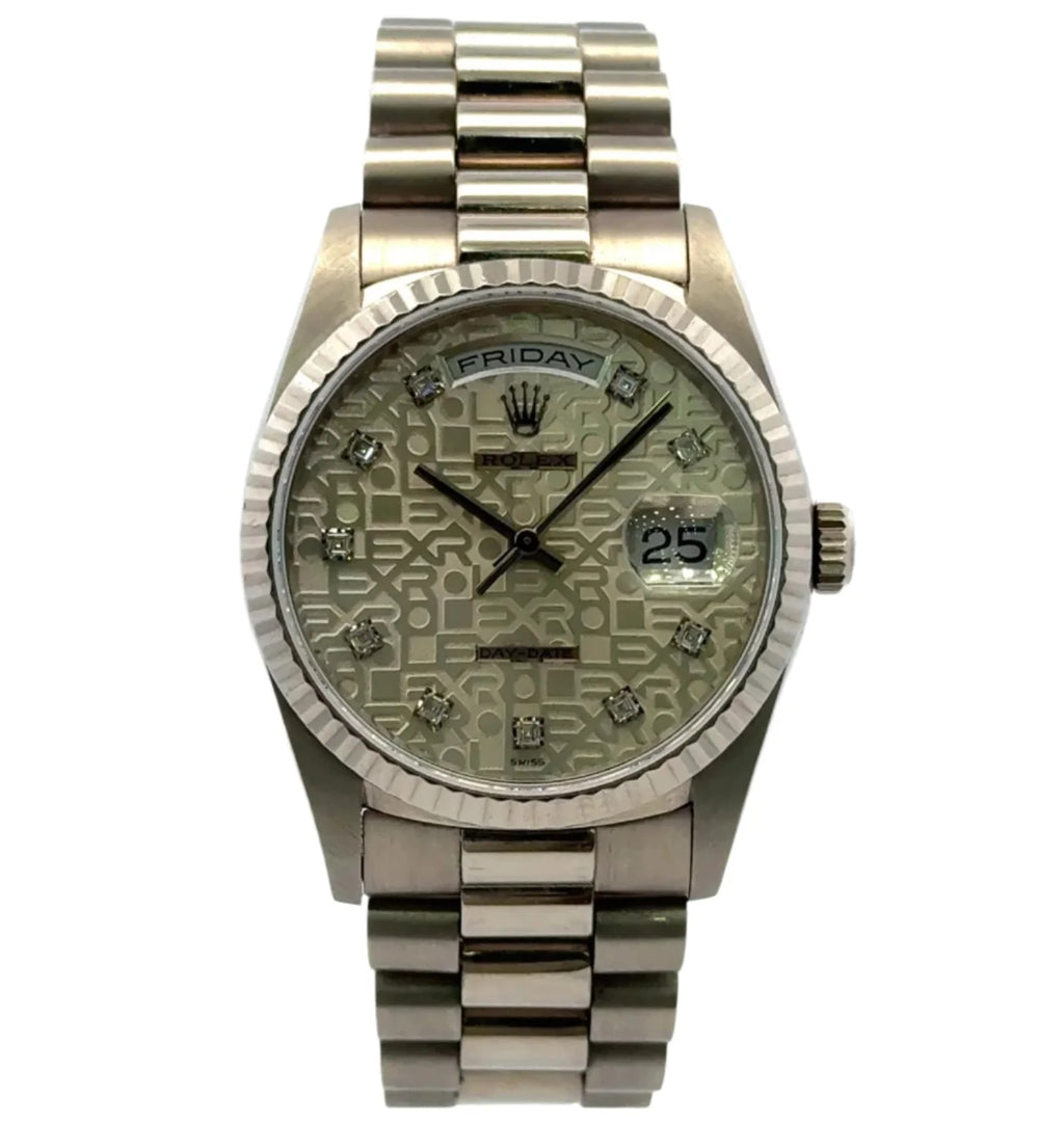 1990 Rolex DayDate #18239 - Presidential Full White Gold 18K Diamond Dial
