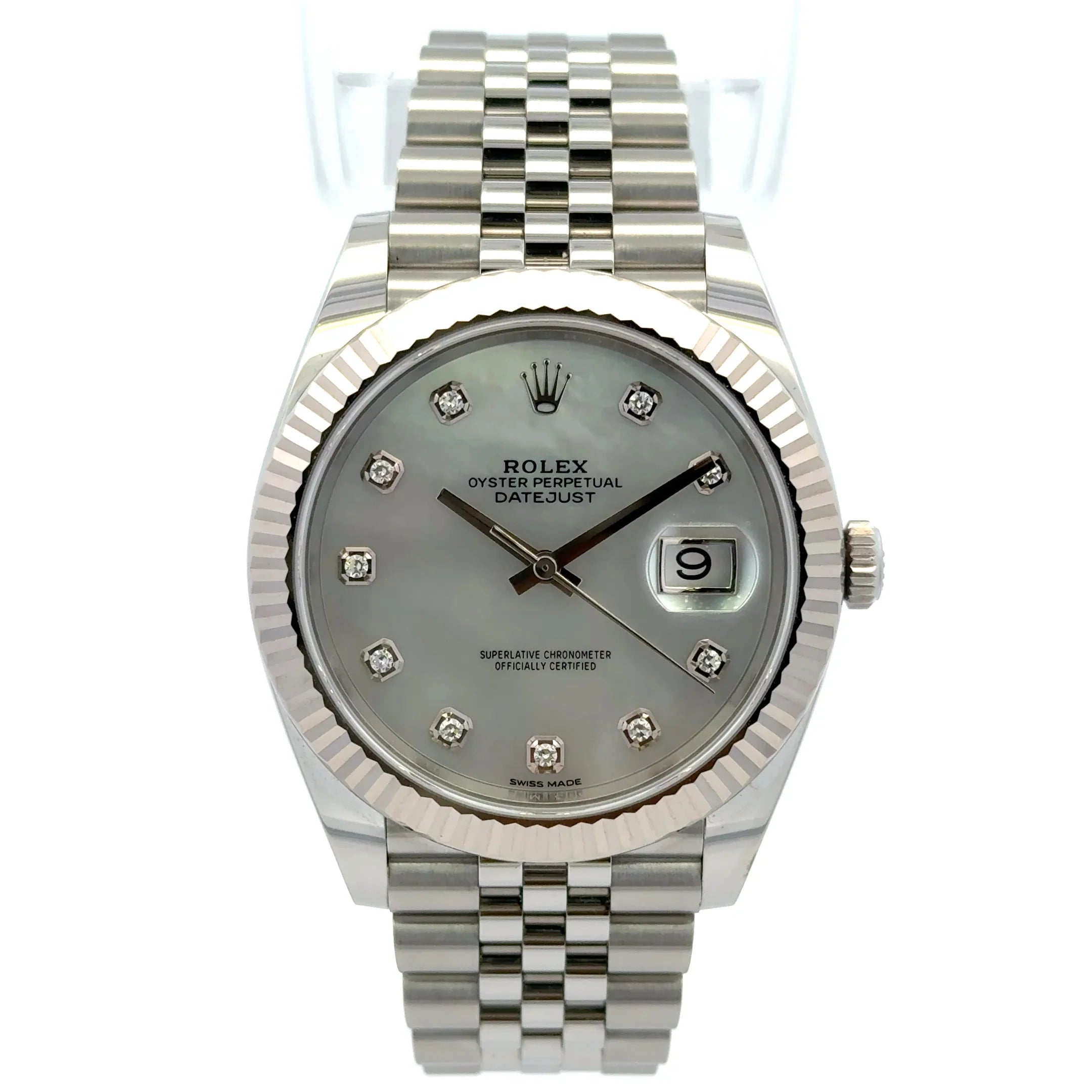 Rolex Datejust #126334 - 41mm Jubilee Bracelet MOP Diamond Dial Fluted Bezel 18K White Gold